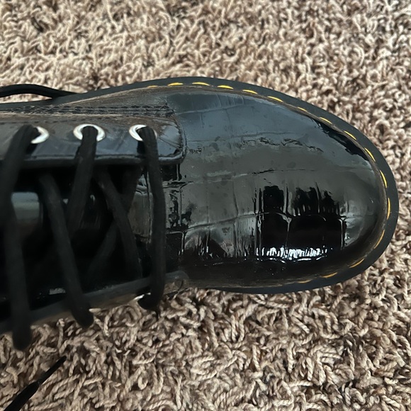 Doc Martens 1460 Black Patent Croc Boots - Picture 4 of 6